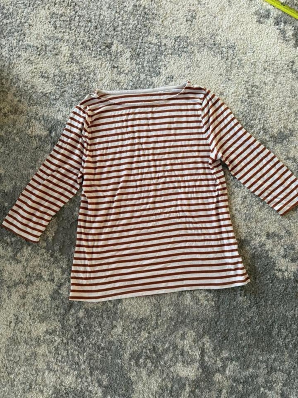 Striped Long Sleeve Tee in White and Rust